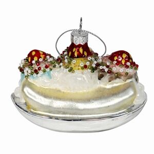 Banana Split Sundae Glass Christmas Ornament Beaded Glitter Dessert Food Decor